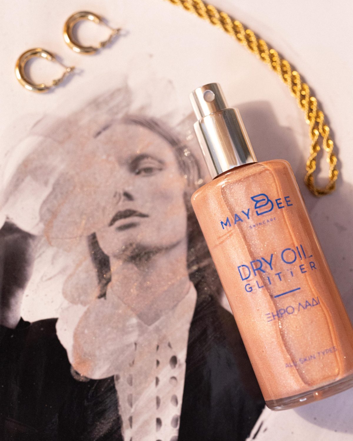 Ξηρό λάδι για μαλλιά, πρόσωπο και σώμα Dry oil με glitter - Image 2