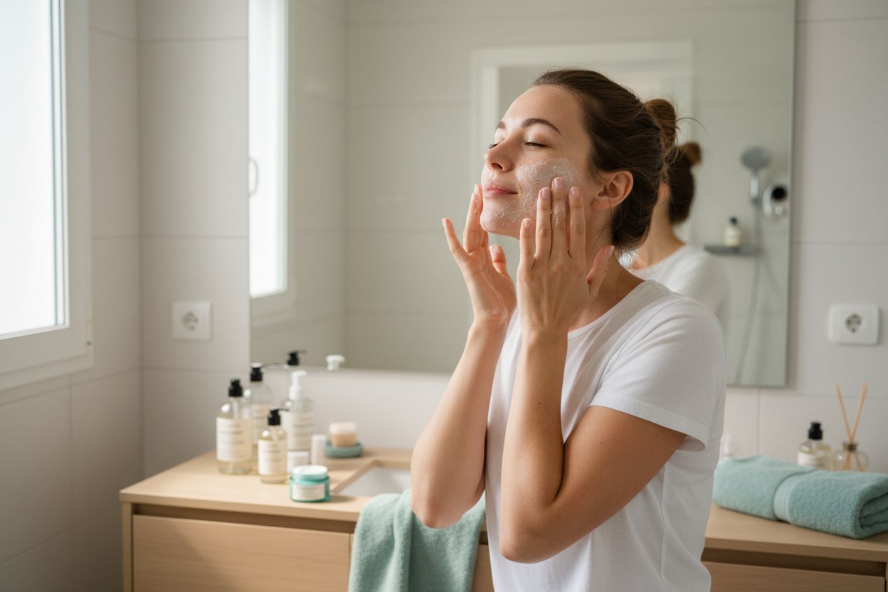 scrub προσώπου καθημερινή ρουτίνα