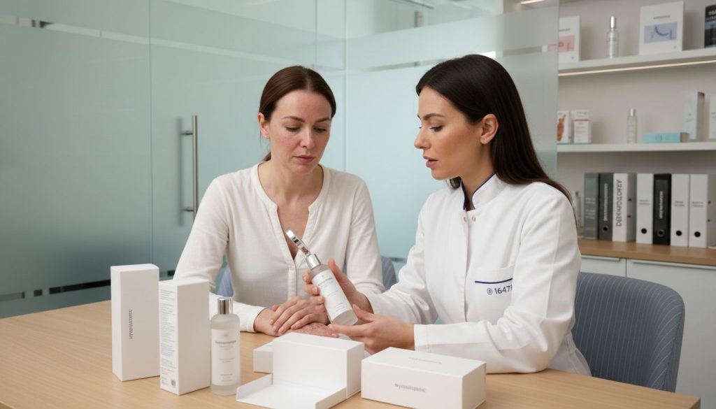 dermatologist using hypoallergenic cosmetics