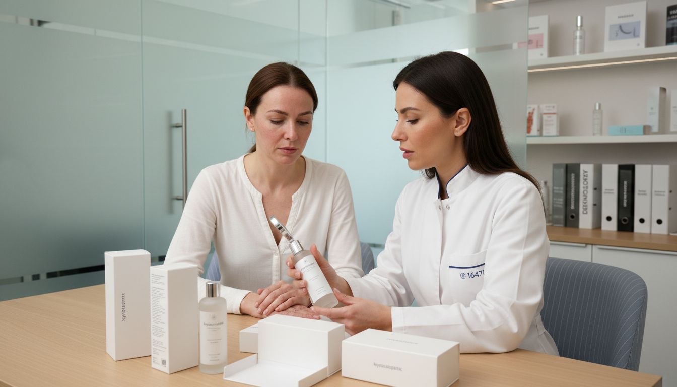 dermatologist using hypoallergenic cosmetics